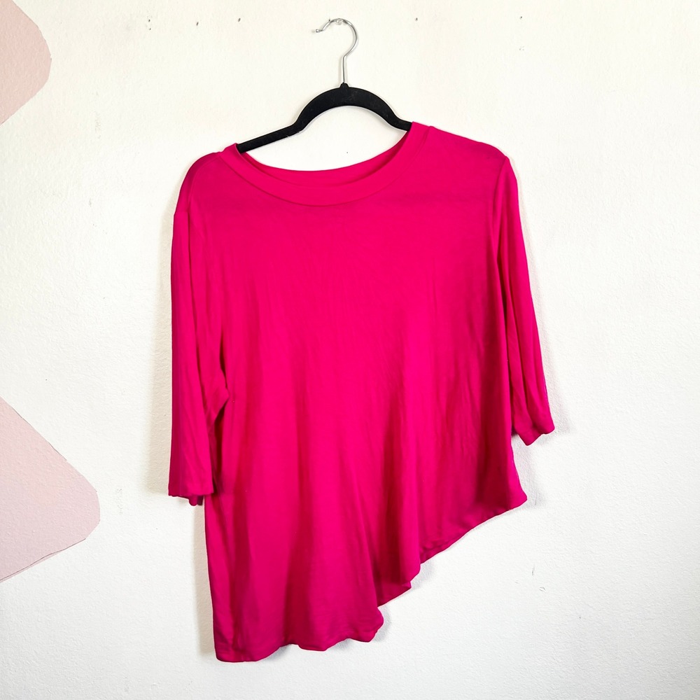Eloquii Womens Top Blouse Size 14/16 Hot Pink Asymmetrical